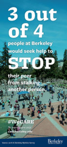 3 out of 4 people at Berkeley would seek help to STOP their peer from stalking another person.